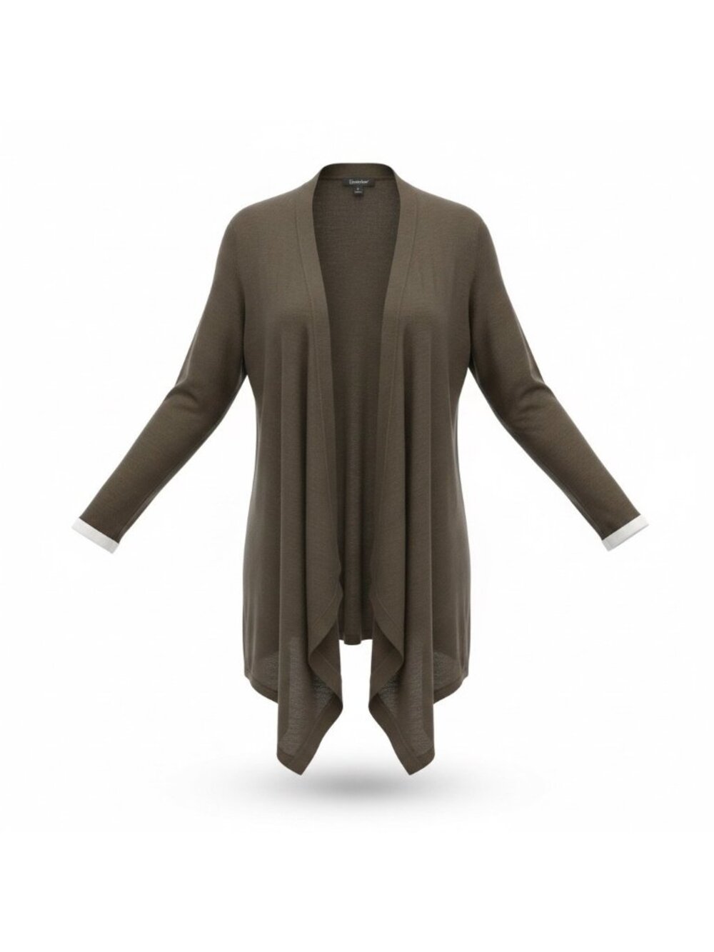 Roamans Womens Brown Open Front Cardigan Sweater Long Sleeves Size S